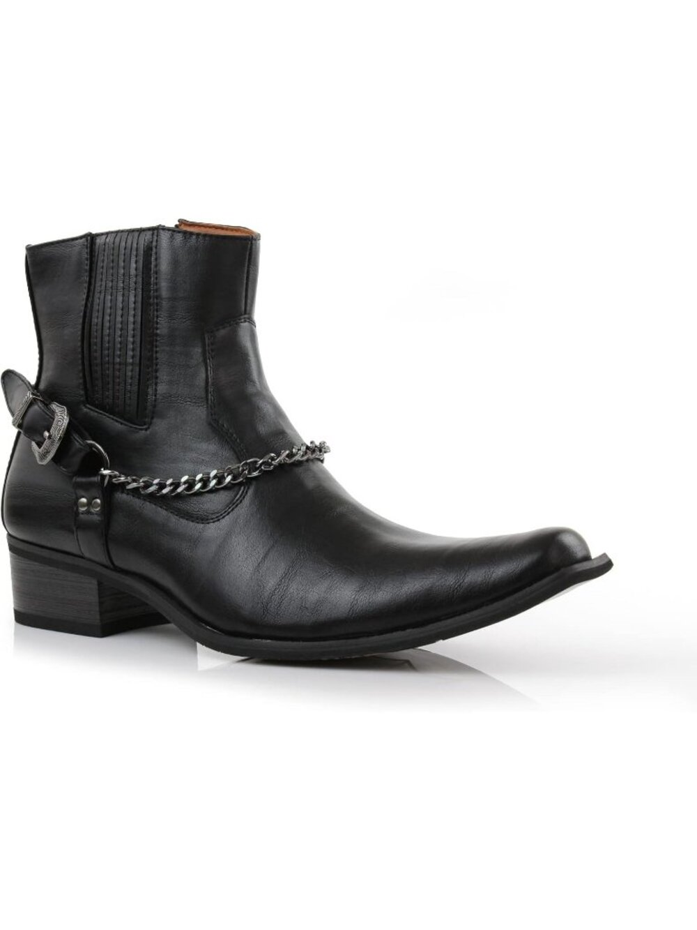 Men's Black Snip Toe Chelsea Biker Style Dress Ankle Cowboy Casual Western Boot